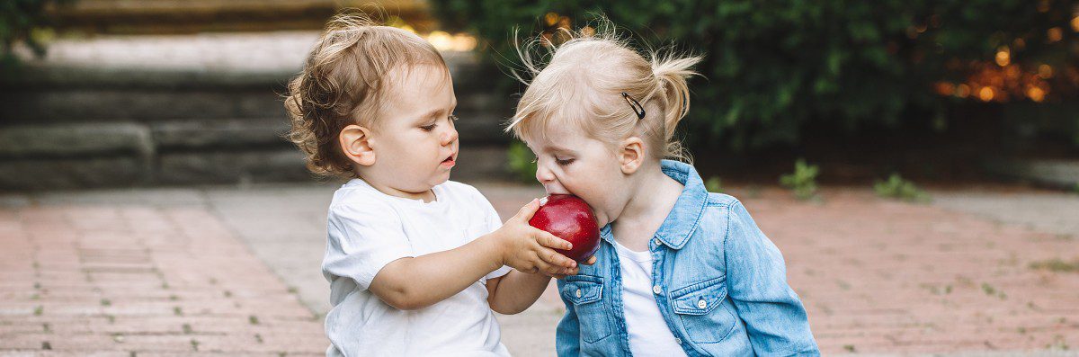 making friends. two toddlers as friends